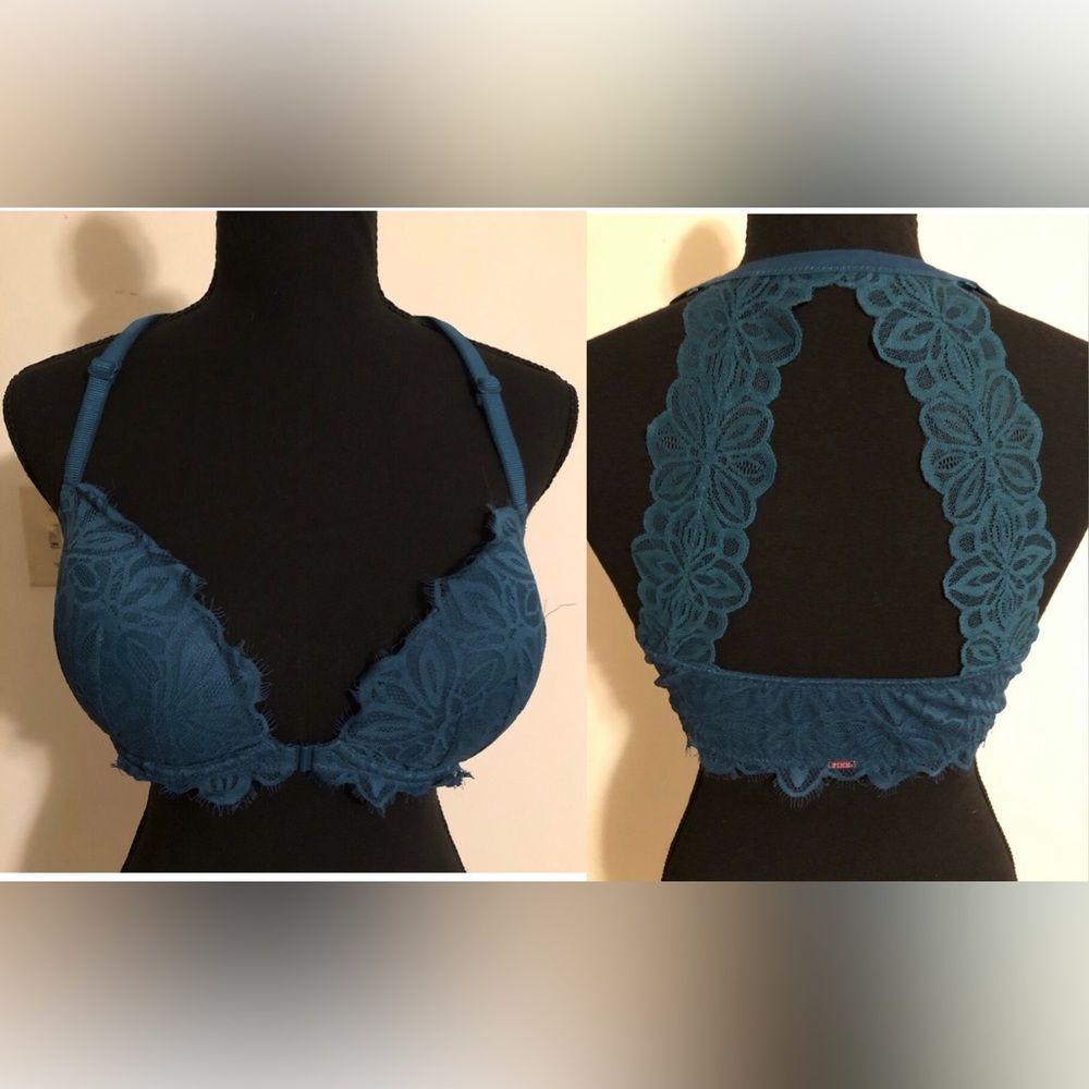 EUC! Victoria’s Secret PINK Date Racerback; Front Closure; Deep Teal; 34DD - Picture 1 of 10
